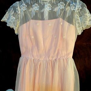 VINTAGE Tailor-Made Pink Spaghetti Strap Dress